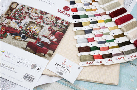 Luca-S Pets in Interior Cross Stitch Kit with Fabric Threads Needle Pattern