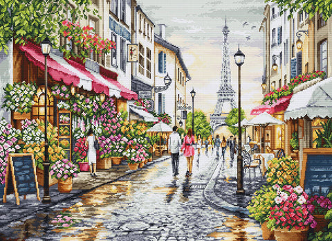 Luca-S Paris Flower Shop Cross Stitch Kit 48x35cm, 16ct Zweigart Aida, 61 Colors