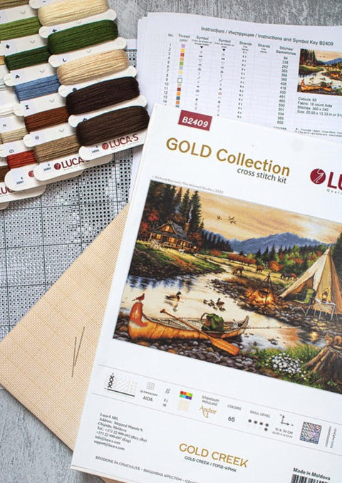 Luca-S Gold Creek Counted Cross Stitch Kit 51x34cm Embroidery Set for Adults