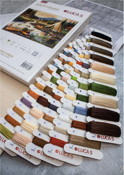 Luca-S Gold Creek Counted Cross Stitch Kit 51x34cm Embroidery Set for Adults
