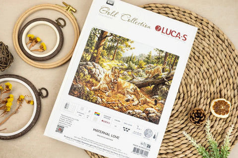 Motherly Love Cross Stitch Kit, Animal and Nature Design, 51 x 38 cm, Zweigart Aida 16 Count, Luca-S