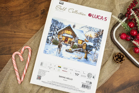 Christmas Cross Stitch Kit with Animal Design, Luca-S, 52 x 35 cm, Zweigart Aida 16 ct, 60 Cotton Thread Colors