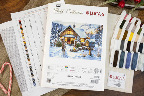 Christmas Cross Stitch Kit with Animal Design, Luca-S, 52 x 35 cm, Zweigart Aida 16 ct, 60 Cotton Thread Colors