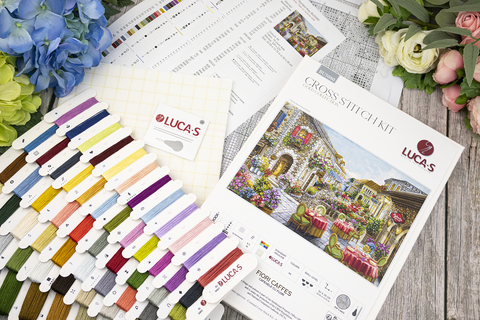 Luca-S Coffee Flowers Cross Stitch Kit 52x35cm Aida Cloth Threads Needle Pattern