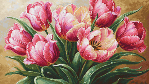 Luca-S Graceful Tulips Counted Cross Stitch Kit 56x32cm Floral Needlecraft