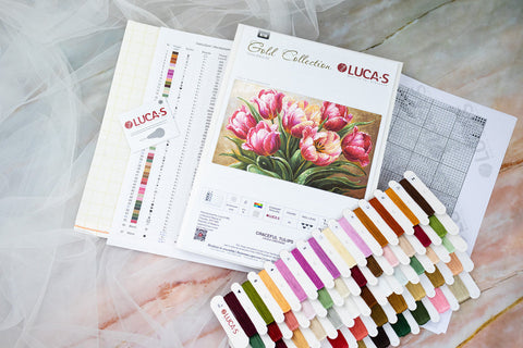 Luca-S Graceful Tulips Counted Cross Stitch Kit 56x32cm Floral Needlecraft