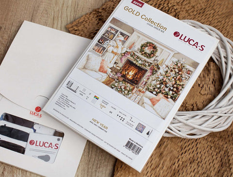 Luca-S New Year Cross Stitch Kit 57x38cm, Fabric Threads Needle Pattern Set