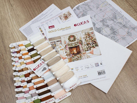 Luca-S New Year Cross Stitch Kit 57x38cm, Fabric Threads Needle Pattern Set