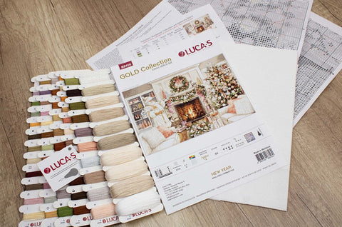 Luca-S New Year Cross Stitch Kit 57x38cm, Fabric Threads Needle Pattern Set