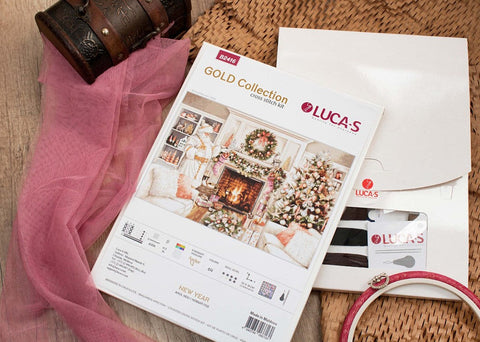 Luca-S New Year Cross Stitch Kit 57x38cm, Fabric Threads Needle Pattern Set