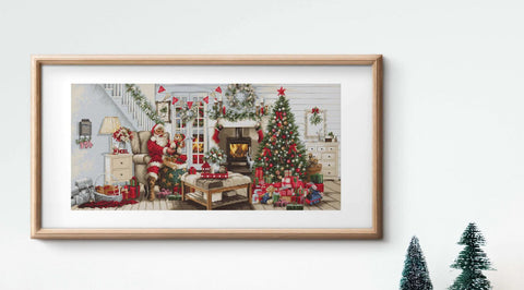 Luca-S Christmas Counted Cross Stitch Kit Santa Interior Decor Pattern Set