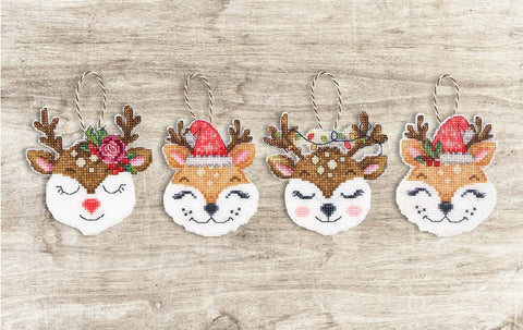 Luca-S Foxes and Deer Cross Stitch Kit with Threads, Needle & Fabric