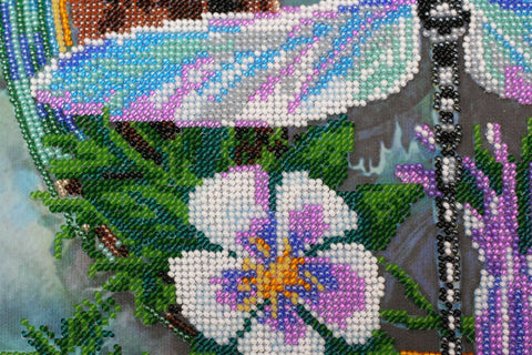Bead Embroidery Kit, Watercolor Summer Flowers, Abris Art, 30 x 34 cm, 19 Colors, Beginner-Friendly Craft Set