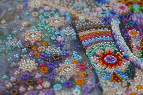 Large Bead Embroidery Kit, India-Inspired Design, Abris Art, 300 x 300 mm, 23 Colors, Preciosa Ornela Beads