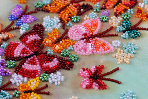 Bead Embroidery Kit, Multicolor Abstract Wind Design, 20 x 45 cm, Abris Art, 26 Shades, 8640 Beads, Printed Base
