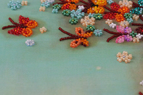 Bead Embroidery Kit, Multicolor Abstract Wind Design, 20 x 45 cm, Abris Art, 26 Shades, 8640 Beads, Printed Base