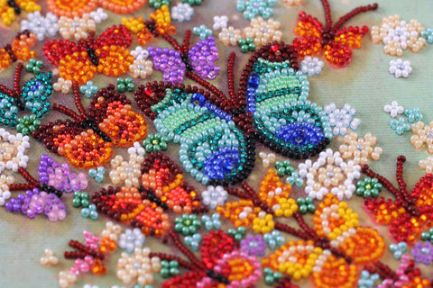 Bead Embroidery Kit, Multicolor Abstract Wind Design, 20 x 45 cm, Abris Art, 26 Shades, 8640 Beads, Printed Base