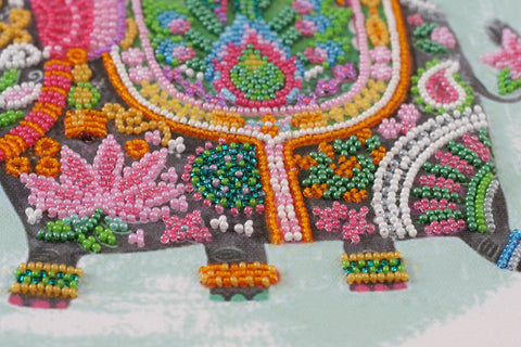 Bead Embroidery Kit with Three Elephants, Happiness Scene, Abris Art, Glass Beads, 260 x 460 mm