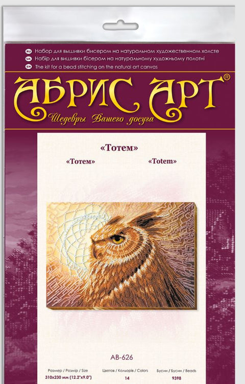 Bead Embroidery Kit “Totem” on Printed Canvas, Abris Art, 31×23 cm, 14 Colors, Needles and Instructions