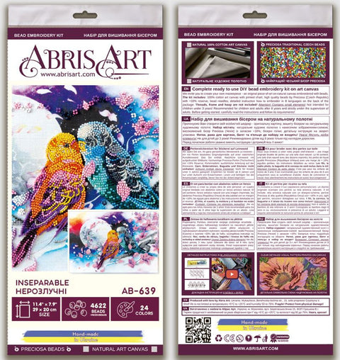 Abris Art Bead Embroidery Kit for Animal Picture, 29 x 20 cm, 24 Colors, 4,622 Beads, Printed Canvas and Instructions