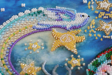 Abris Art Winter Bead Embroidery Kit, New Year's Night Fairy Tale, Christmas Craft, 26 x 35 cm, 25 Colors, 9334 Beads