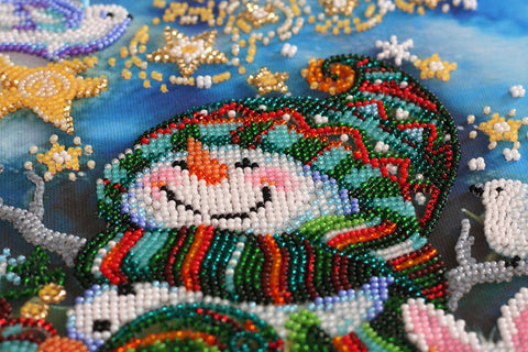 Abris Art Winter Bead Embroidery Kit, New Year's Night Fairy Tale, Christmas Craft, 26 x 35 cm, 25 Colors, 9334 Beads