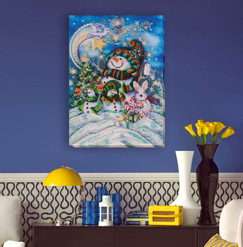 Abris Art Winter Bead Embroidery Kit, New Year's Night Fairy Tale, Christmas Craft, 26 x 35 cm, 25 Colors, 9334 Beads