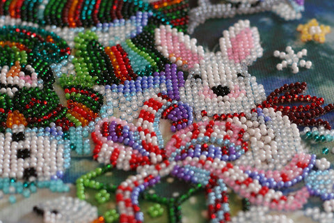 Abris Art Winter Bead Embroidery Kit, New Year's Night Fairy Tale, Christmas Craft, 26 x 35 cm, 25 Colors, 9334 Beads