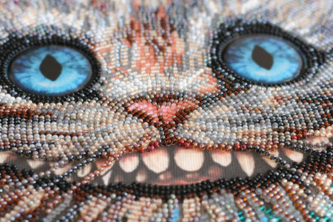 Bead Embroidery Kit with Cheshire Cat Design, Abris Art, Printed Canvas, Czech Glass Beads, 320 x 270 mm Fantasy Artwork