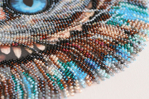 Bead Embroidery Kit with Cheshire Cat Design, Abris Art, Printed Canvas, Czech Glass Beads, 320 x 270 mm Fantasy Artwork