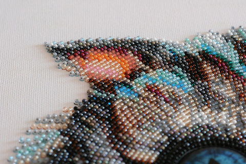 Bead Embroidery Kit with Cheshire Cat Design, Abris Art, Printed Canvas, Czech Glass Beads, 320 x 270 mm Fantasy Artwork