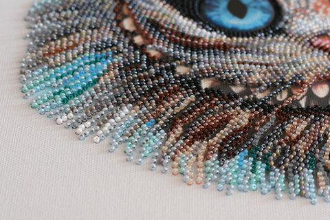 Bead Embroidery Kit with Cheshire Cat Design, Abris Art, Printed Canvas, Czech Glass Beads, 320 x 270 mm Fantasy Artwork