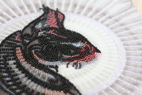 Bead Embroidery Kit, Night Cat Scene, Abris Art, 31 x 47 cm, 13 Bead Colors, Animal Craft Kit