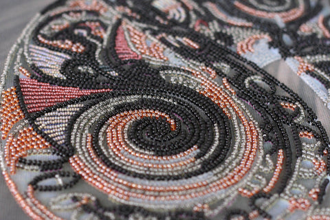 Bead Embroidery Kit, Night Cat Scene, Abris Art, 31 x 47 cm, 13 Bead Colors, Animal Craft Kit