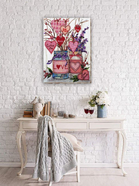 Bead Embroidery Kit, Love Theme, 25 x 34 cm Printed Canvas, Abris Art, 29 Colors, 9472 Beads
