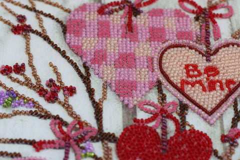Bead Embroidery Kit, Love Theme, 25 x 34 cm Printed Canvas, Abris Art, 29 Colors, 9472 Beads