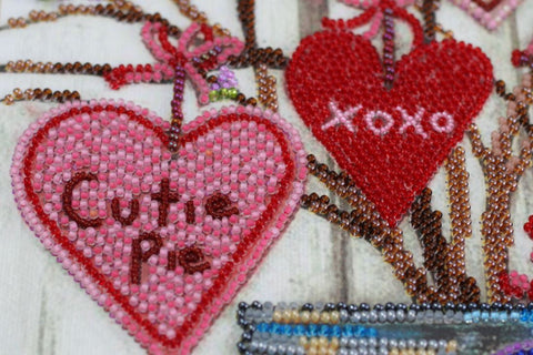 Bead Embroidery Kit, Love Theme, 25 x 34 cm Printed Canvas, Abris Art, 29 Colors, 9472 Beads