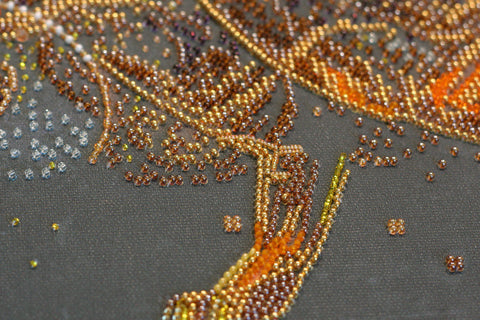 Golden Lion Bead Embroidery Kit, Abris Art, 27 Colors, 10,857 Beads, 53 x 30 cm Animal Design DIY Craft Set