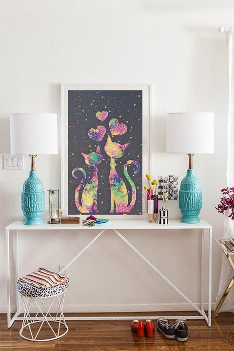 Bead Embroidery Kit with Kittens on Natural Canvas, Abris Art, Preciosa Glass Beads, 25 x 42 cm, Cat Wall Art DIY Craft Set