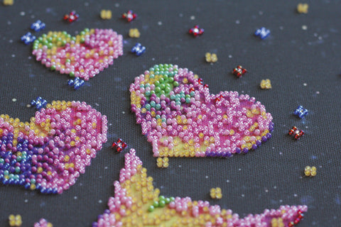 Bead Embroidery Kit with Kittens on Natural Canvas, Abris Art, Preciosa Glass Beads, 25 x 42 cm, Cat Wall Art DIY Craft Set