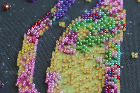 Bead Embroidery Kit with Kittens on Natural Canvas, Abris Art, Preciosa Glass Beads, 25 x 42 cm, Cat Wall Art DIY Craft Set