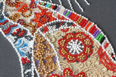 Bead Embroidery Kit Cat and Moth Art Deco Design, Abris Art AB-794, Preciosa Glass Beads, 250 x 350 mm DIY Art Set
