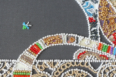 Bead Embroidery Kit Cat and Moth Art Deco Design, Abris Art AB-794, Preciosa Glass Beads, 250 x 350 mm DIY Art Set