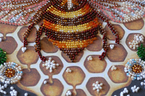 Bead Embroidery Kit, Honey Plant Design, Abris Art, 320 x 320 mm, Preciosa Czech Glass Beads, 25 Colors