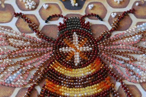 Bead Embroidery Kit, Honey Plant Design, Abris Art, 320 x 320 mm, Preciosa Czech Glass Beads, 25 Colors