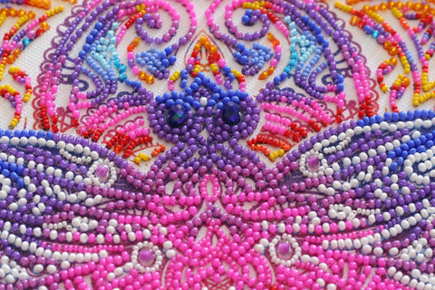 Bead Embroidery Kit with Pearl Cascade Design, Abris Art AB-818, Preciosa Glass Beads, 320 x 320 mm, 26 Colors