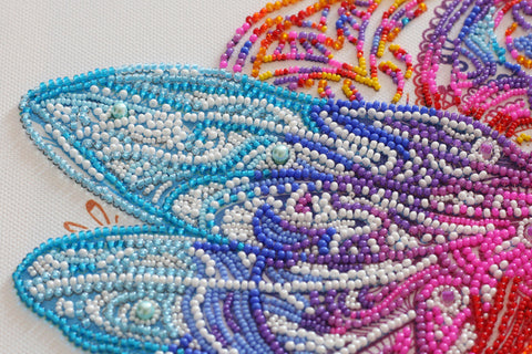 Bead Embroidery Kit with Pearl Cascade Design, Abris Art AB-818, Preciosa Glass Beads, 320 x 320 mm, 26 Colors