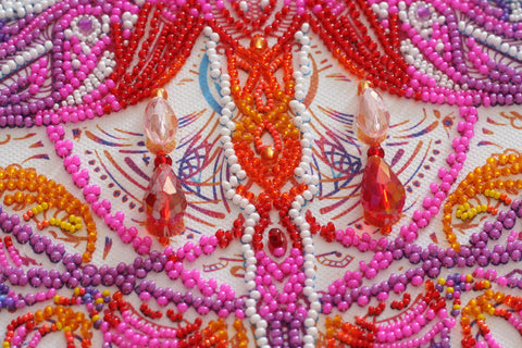 Bead Embroidery Kit with Pearl Cascade Design, Abris Art AB-818, Preciosa Glass Beads, 320 x 320 mm, 26 Colors