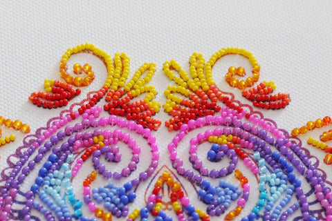 Bead Embroidery Kit with Pearl Cascade Design, Abris Art AB-818, Preciosa Glass Beads, 320 x 320 mm, 26 Colors