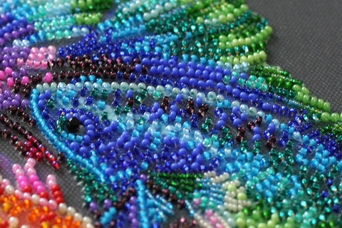 Bead Embroidery Kit Rainbow Dance, Abris Art, Preciosa Glass Beads, 34 Colors, 290 x 410 mm Canvas, Wall Decor Project